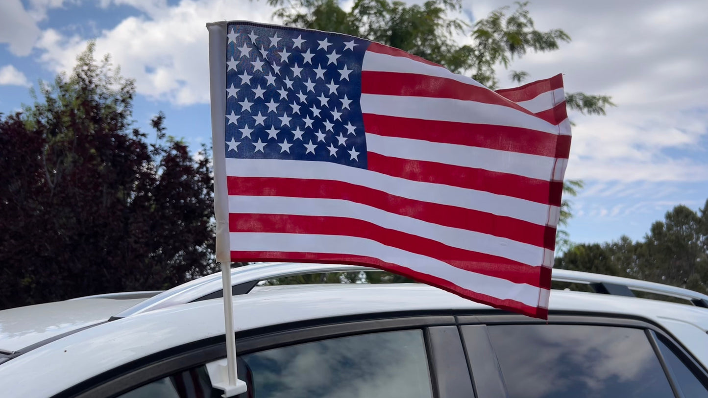 17" x 12" USA Car Flags 400u per box, Window clip attachment. Easy installation.